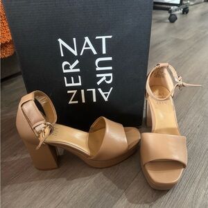 Naturalizer Joy Tan Heels with Ankle Strap and Open Toe
